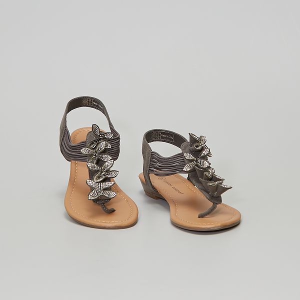 Sandalias planas de antelina Mujer talla 34 a 48 - gris - Kiabi - 16,00€