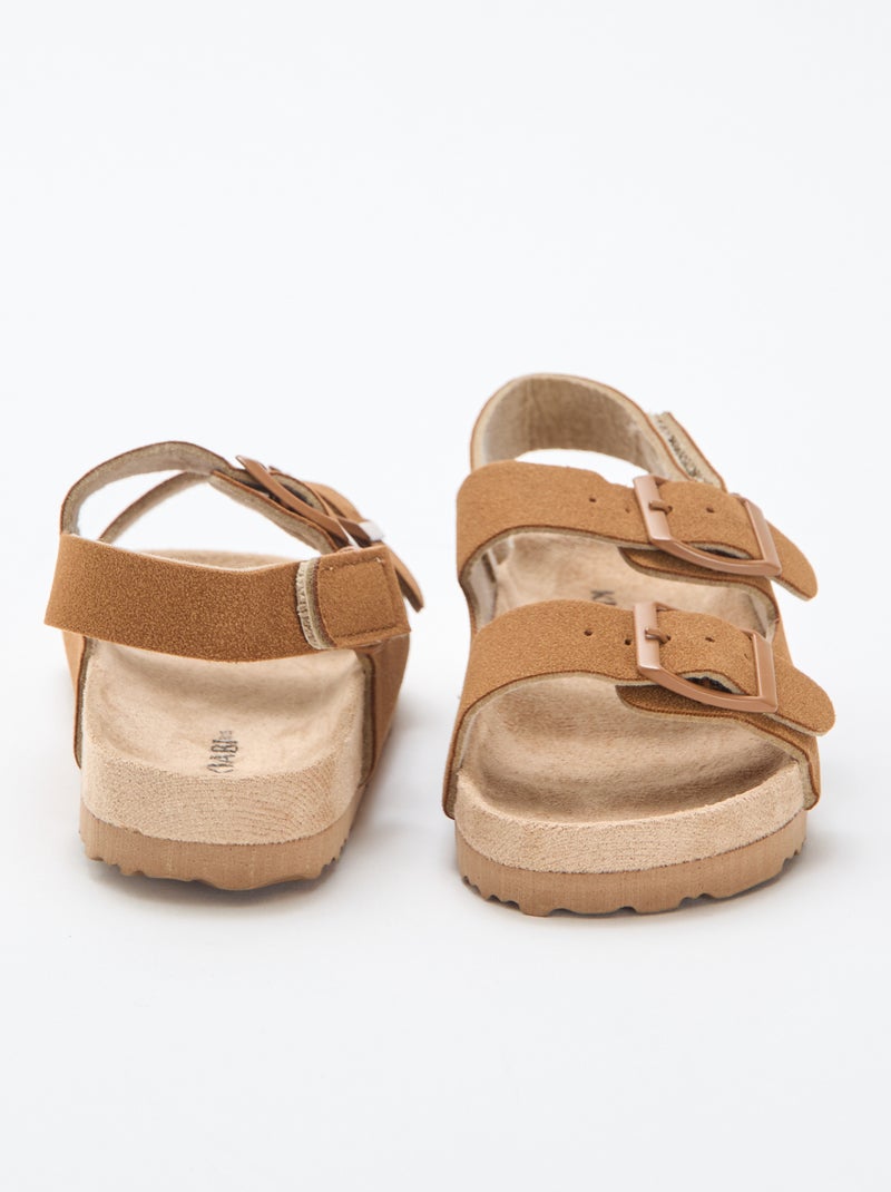 Sandalias planas de antelina Marron - Kiabi