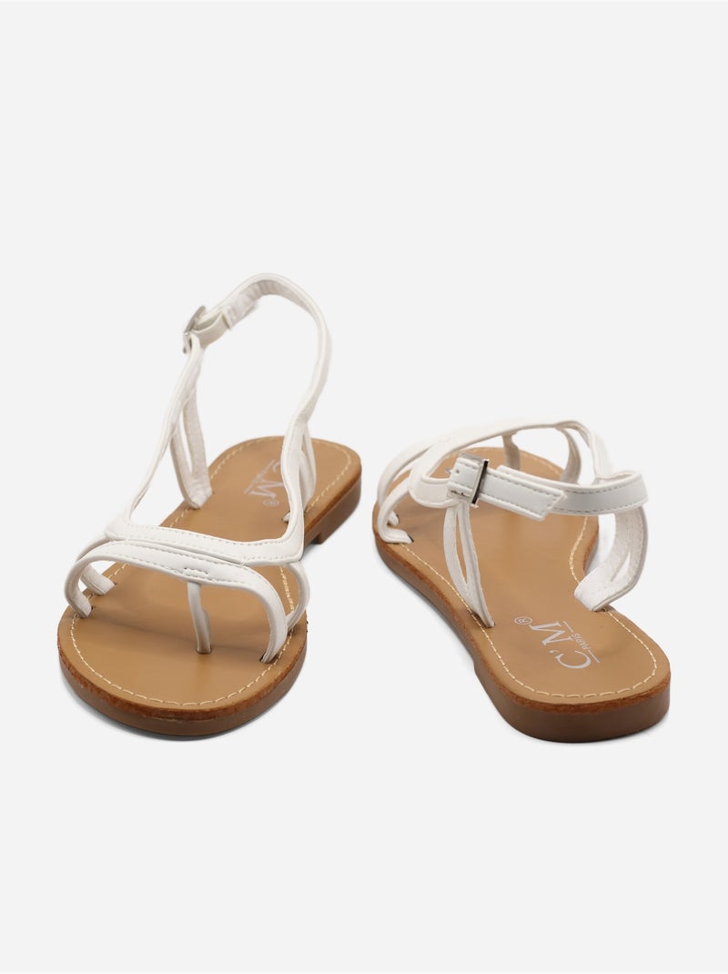 Sandalias planas de diseño delicado Blanco - Kiabi