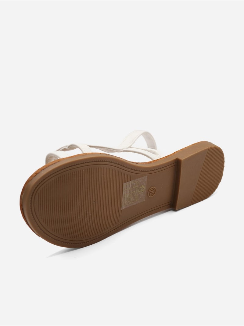 Sandalias planas de diseño delicado Blanco - Kiabi