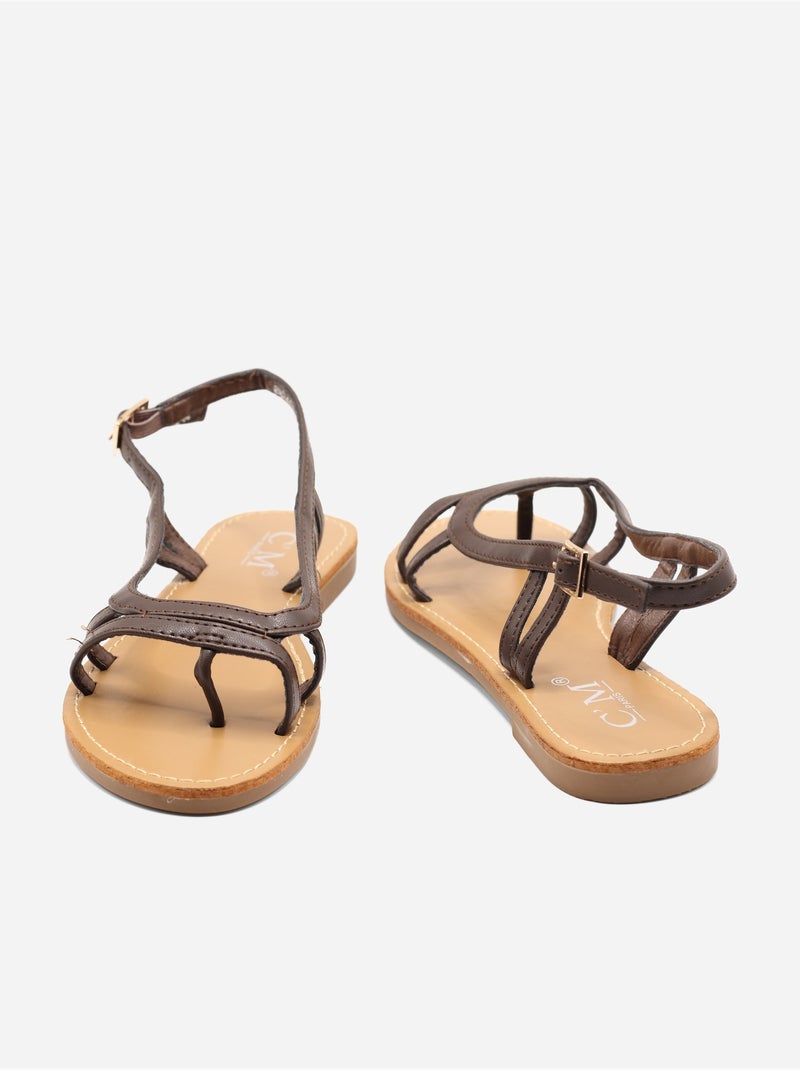 Sandalias planas de diseño delicado Marrón - Kiabi