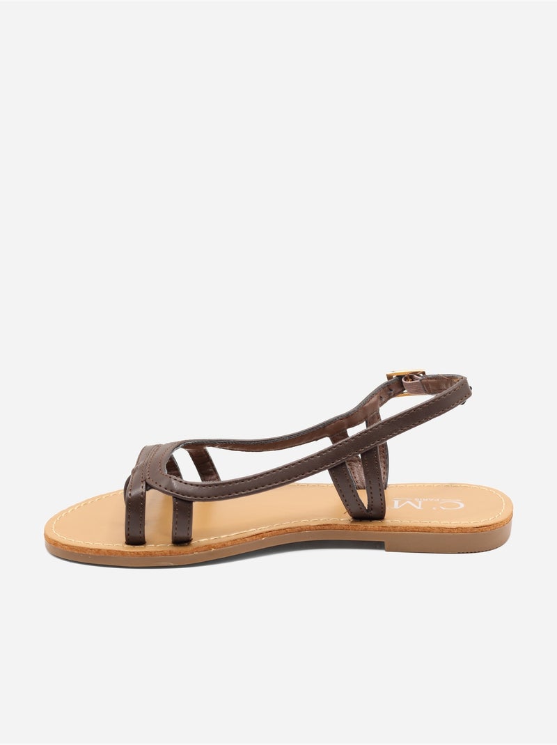 Sandalias planas de diseño delicado Marrón - Kiabi