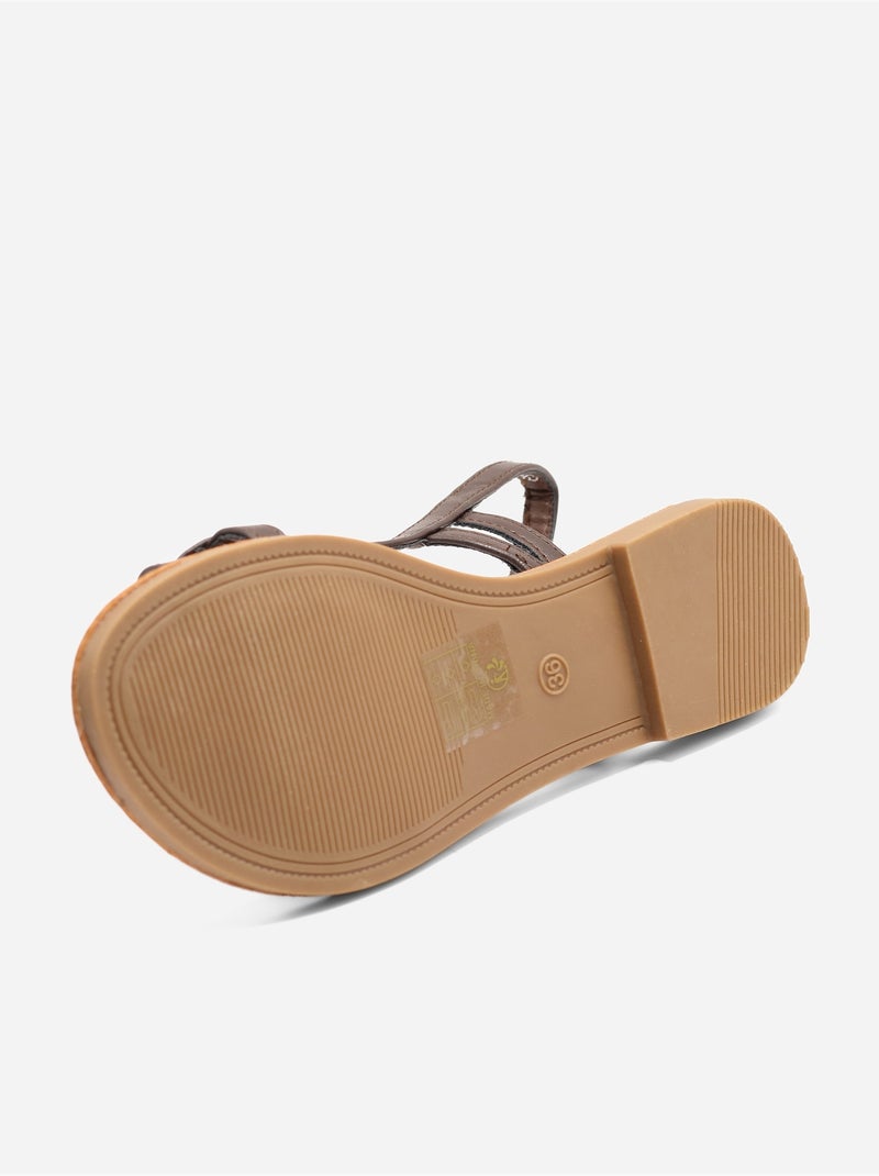 Sandalias planas de diseño delicado Marrón - Kiabi