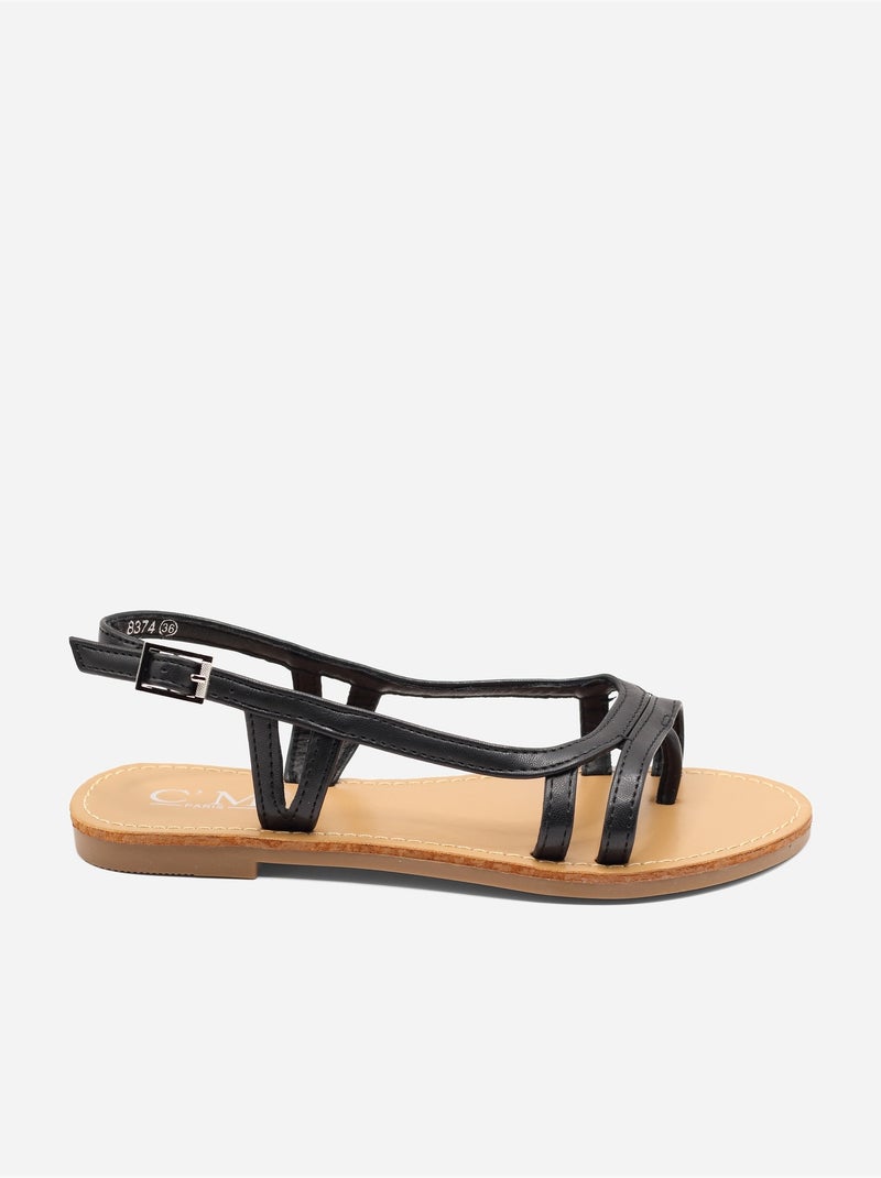 Sandalias planas de diseño delicado Negro - Kiabi
