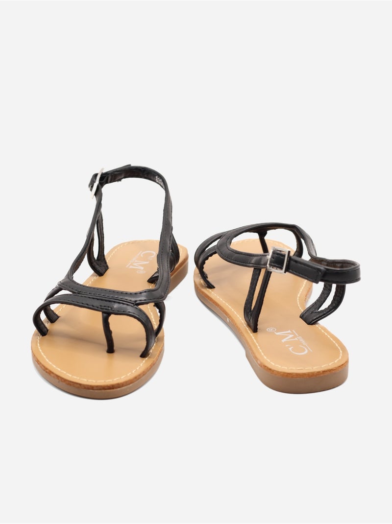 Sandalias planas de diseño delicado Negro - Kiabi