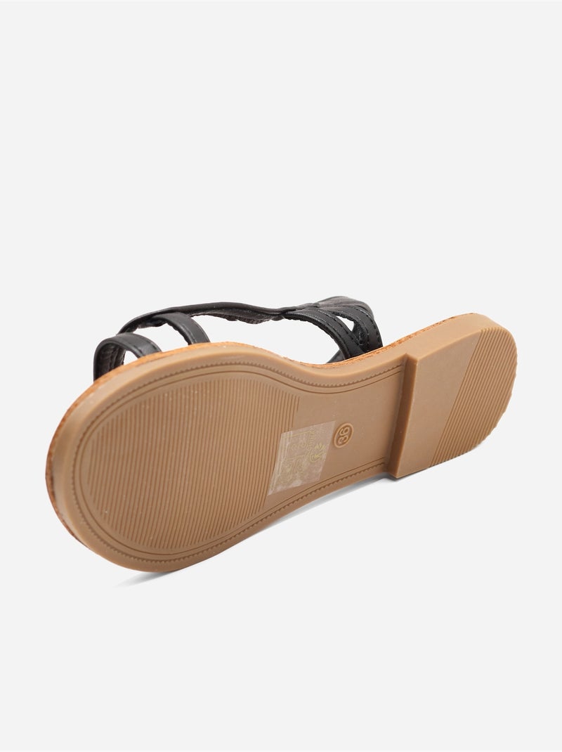 Sandalias planas de diseño delicado Negro - Kiabi