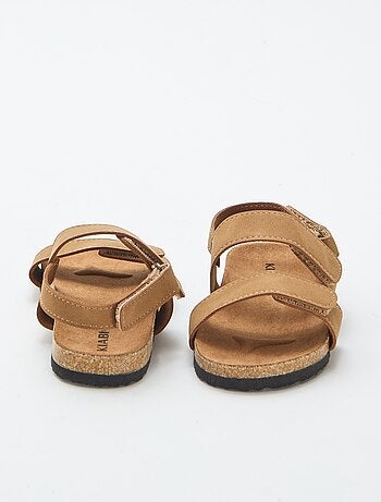 Sandalias planas de doble tira con velcro