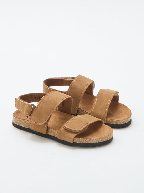 Sandalias planas de doble tira con velcro - Kiabi
