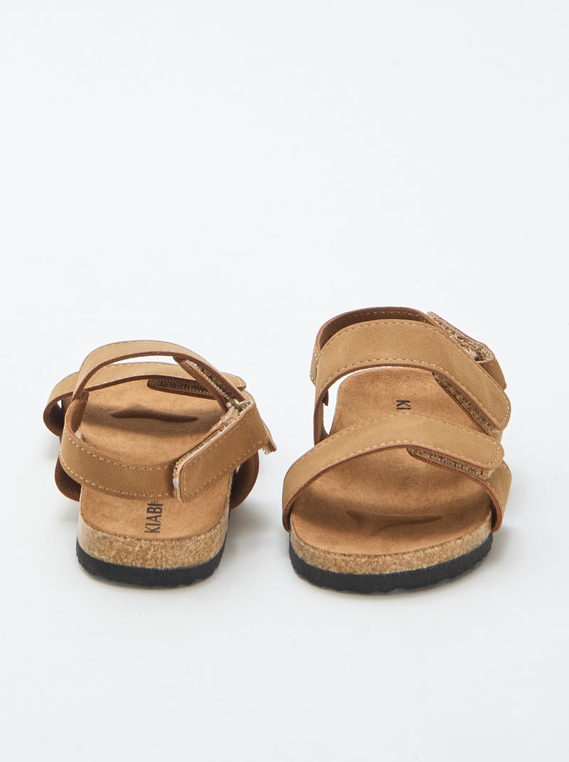 Sandalias planas de doble tira con velcro Marron - Kiabi