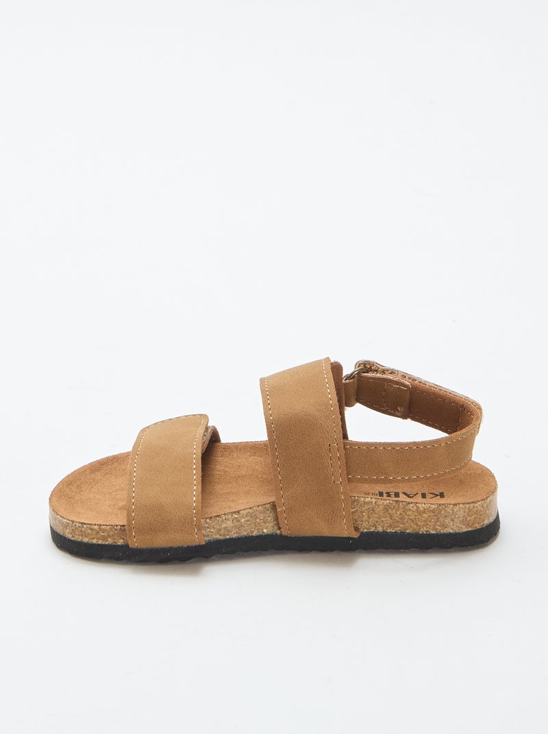 Sandalias planas de doble tira con velcro Marron - Kiabi