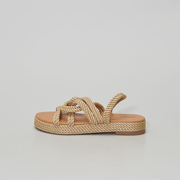 Sandalias planas de esparto Mujer talla 34 a 48 - BEIGE - Kiabi - 18,00€