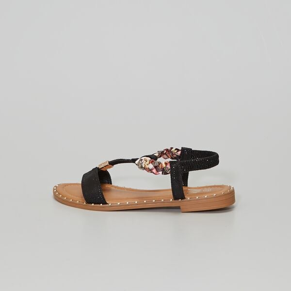 Sandalias planas de fantasía Mujer talla 34 a 48 - NEGRO - Kiabi - 22,00€
