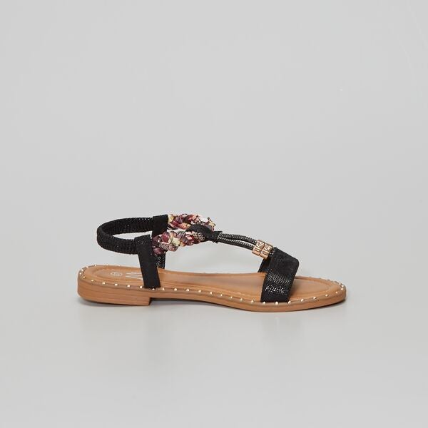 Sandalias planas de fantasía Mujer talla 34 a 48 - NEGRO - Kiabi - 22,00€