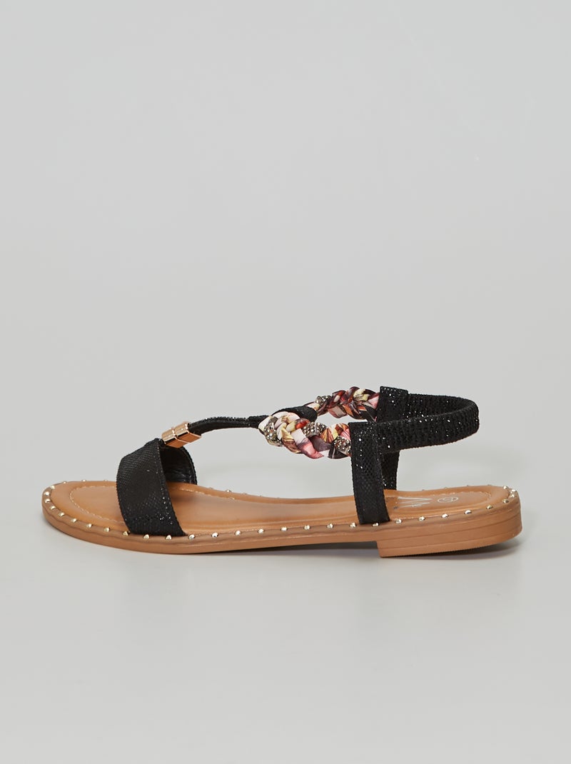 Sandalias planas de fantasía NEGRO - Kiabi