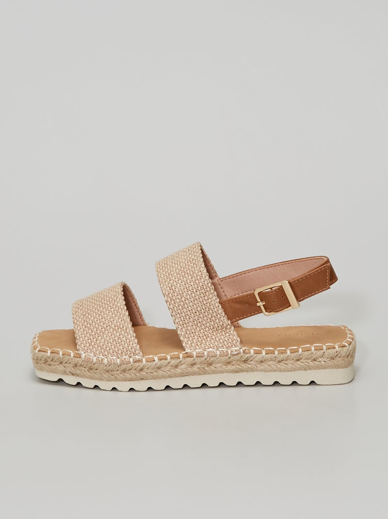 Sandalias planas de rafia camello - Kiabi