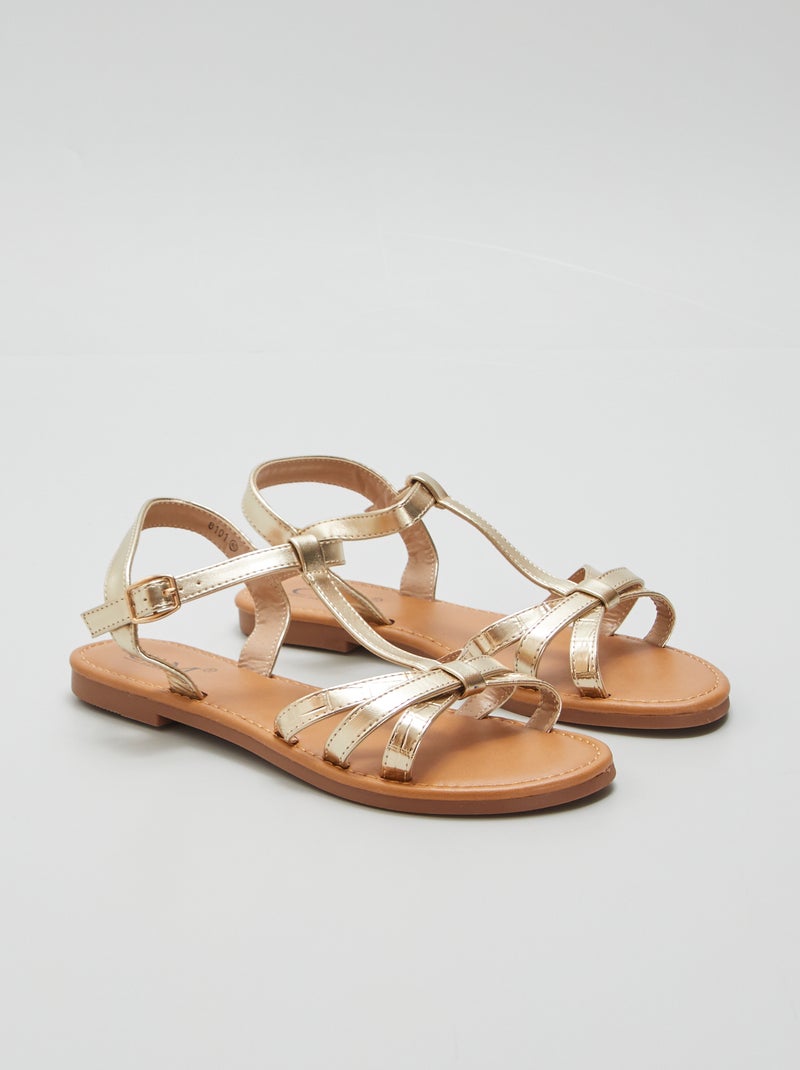 Sandalias planas doradas BEIGE - Kiabi