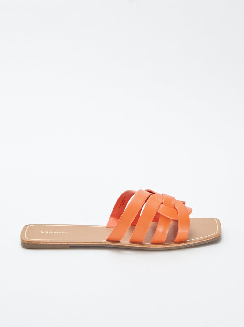 Sandalias planas multitiras NARANJA - Kiabi