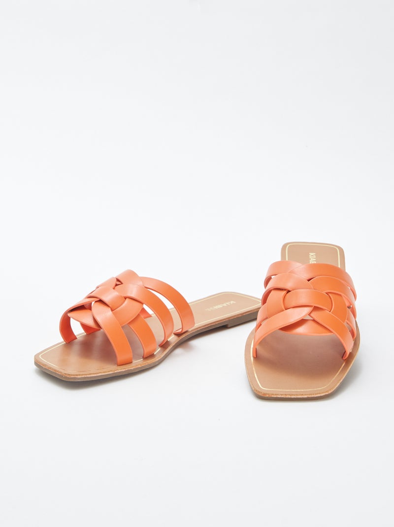 Sandalias planas multitiras NARANJA - Kiabi