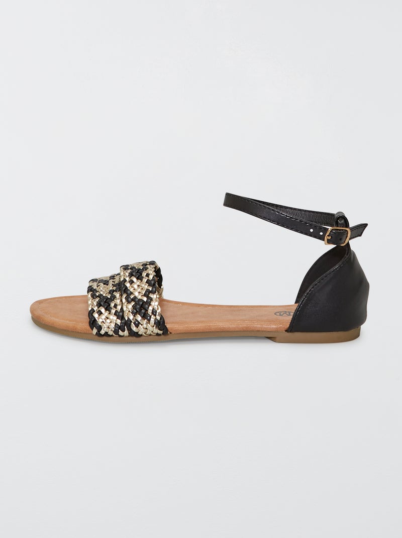 Sandalias planas negro - Kiabi