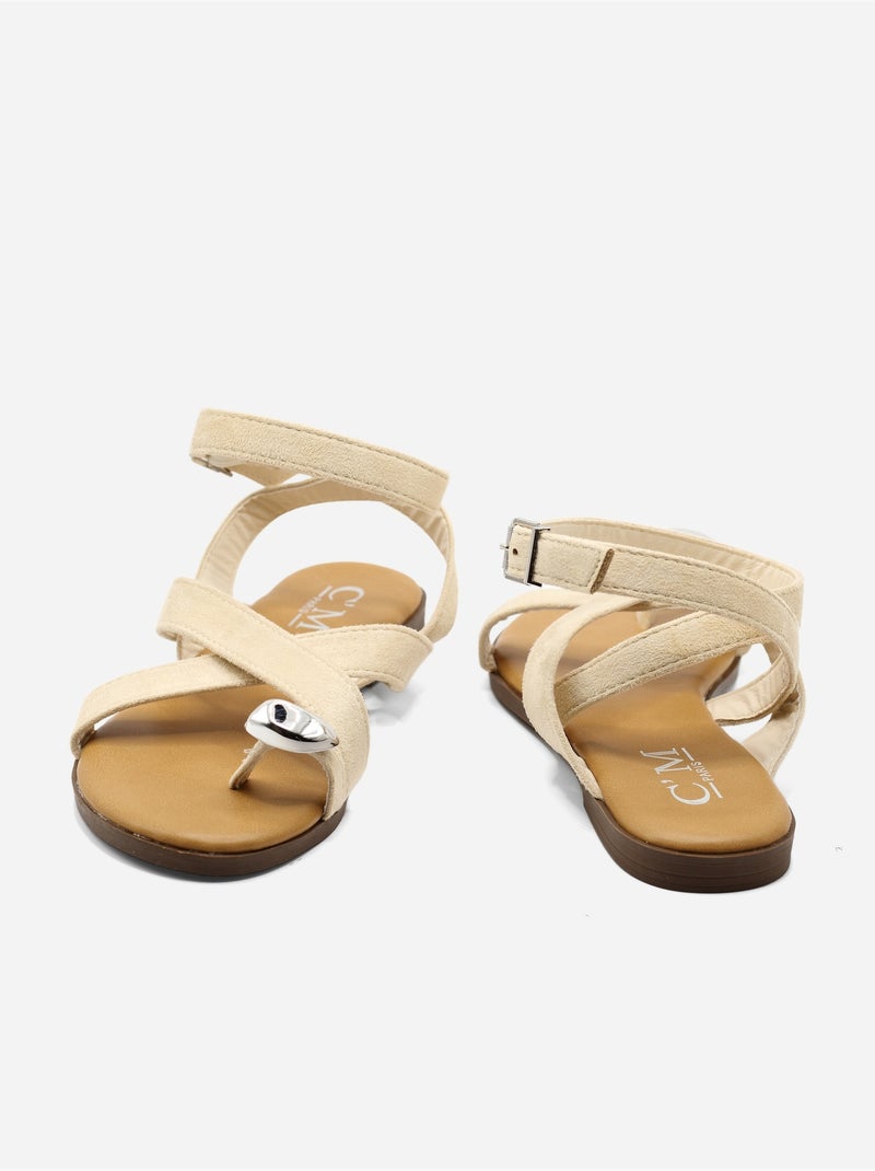 Sandalias planas para ponerse - C M Beige - Kiabi