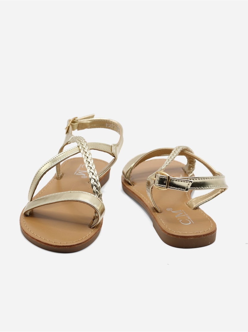 Sandalias planas para ponerse - C M Dorado/Oro - Kiabi