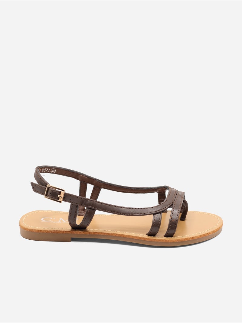 Sandalias planas para ponerse - C M Marrón - Kiabi