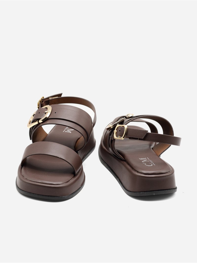 Sandalias planas para ponerse - C M Marrón - Kiabi