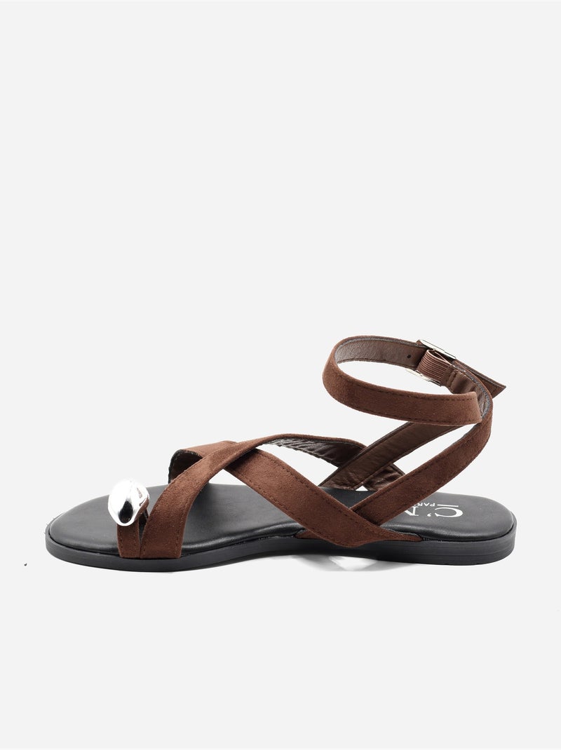 Sandalias planas para ponerse - C M Marrón - Kiabi