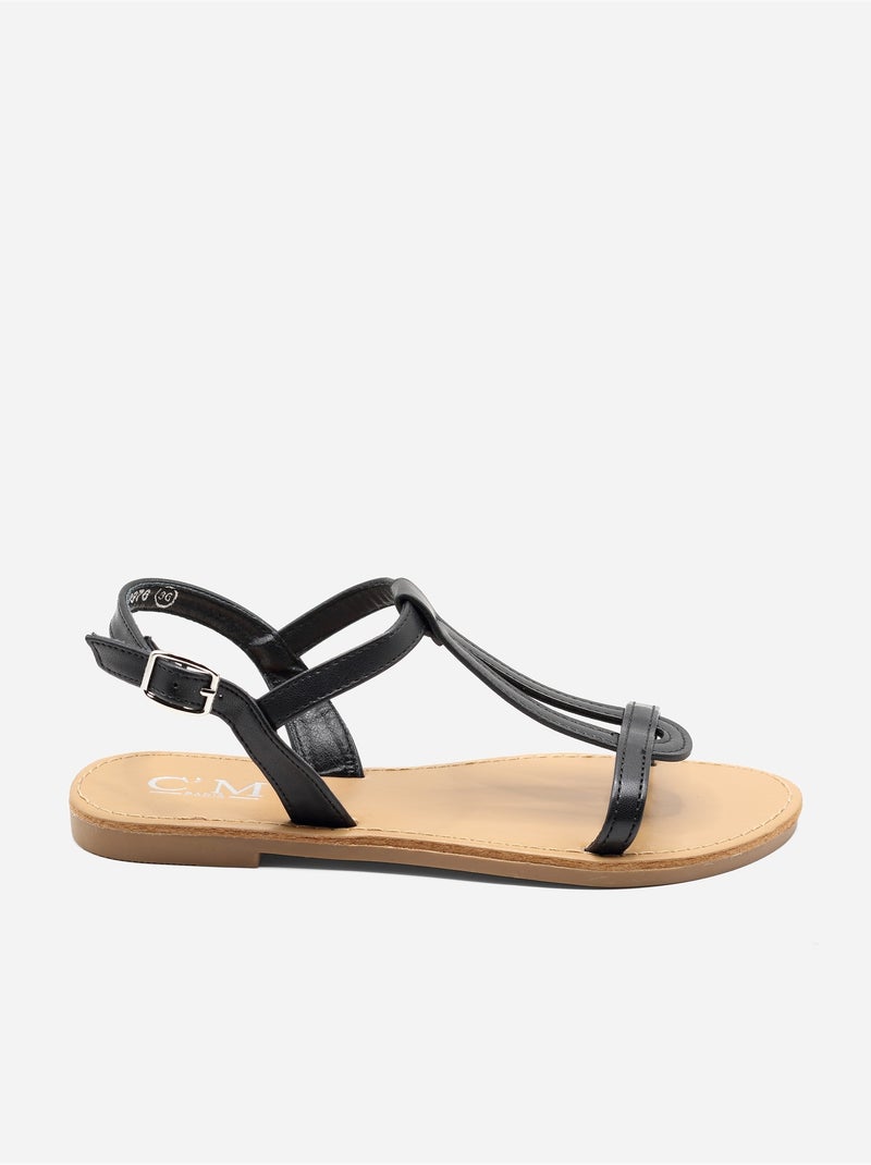 Sandalias planas para ponerse - C M Negro - Kiabi