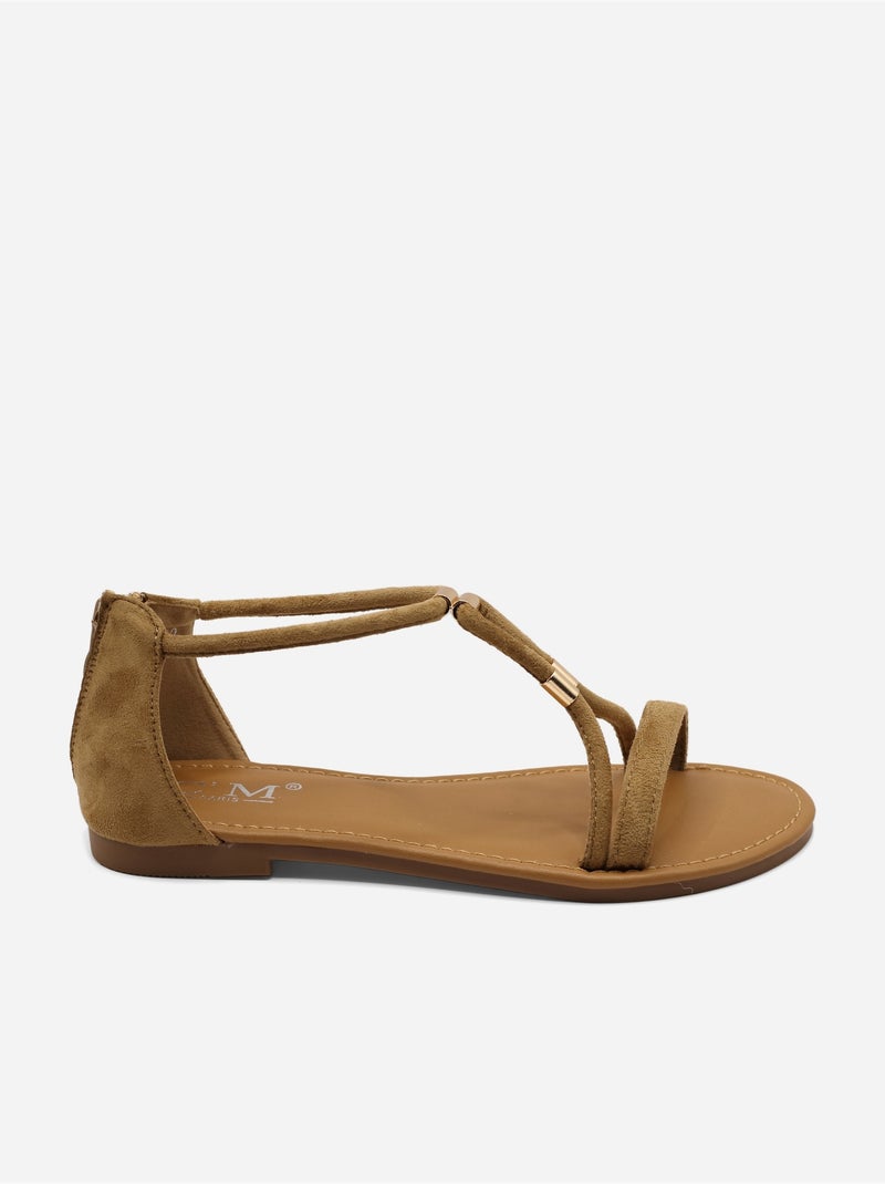 Sandalias planas para ponerse - C M Taupe - Kiabi