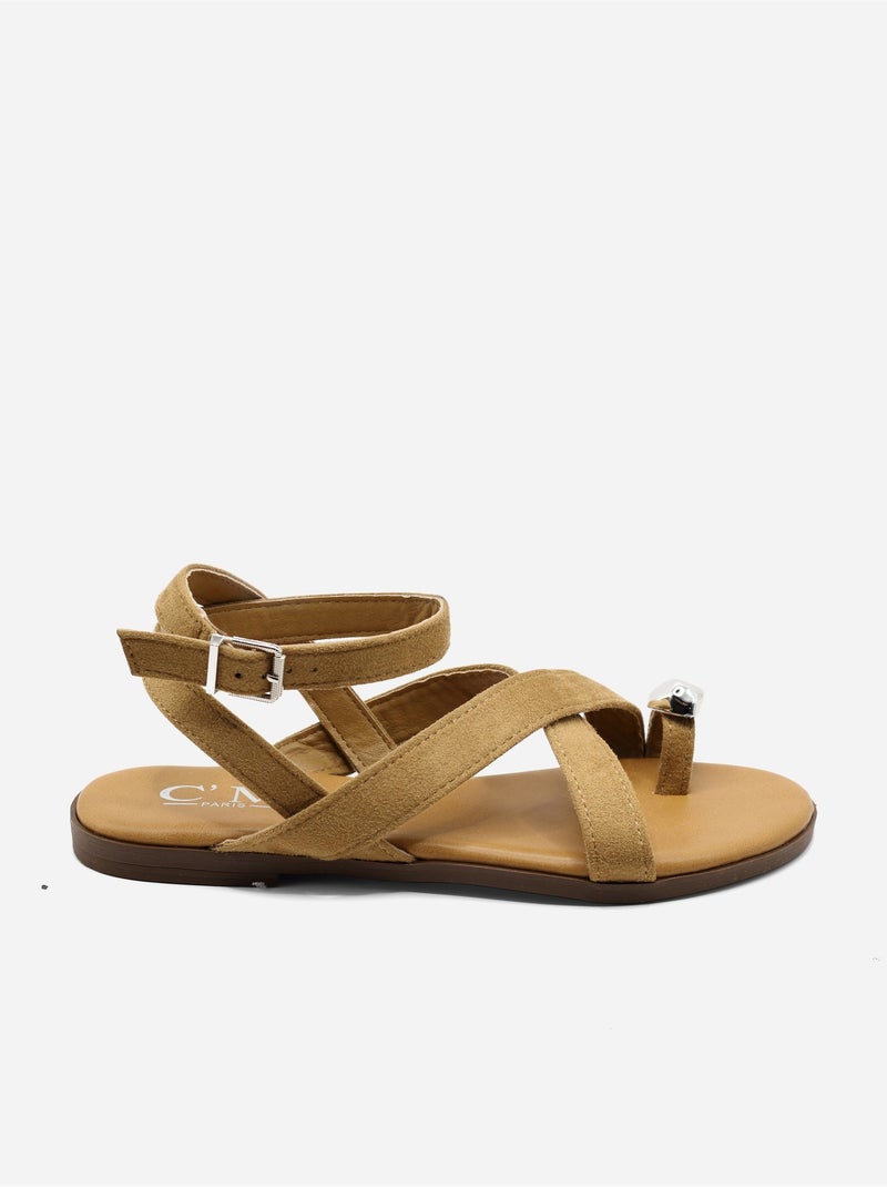 Sandalias planas para ponerse - C M Taupe - Kiabi
