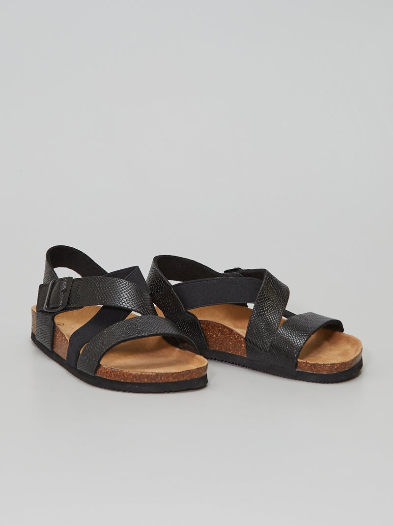 Sandalias planas sintéticas negro - Kiabi
