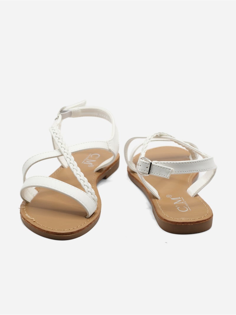 Sandalias planas trenzadas Blanco - Kiabi