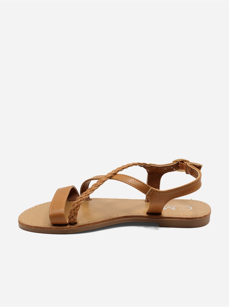 Sandalias planas trenzadas Camel - Kiabi