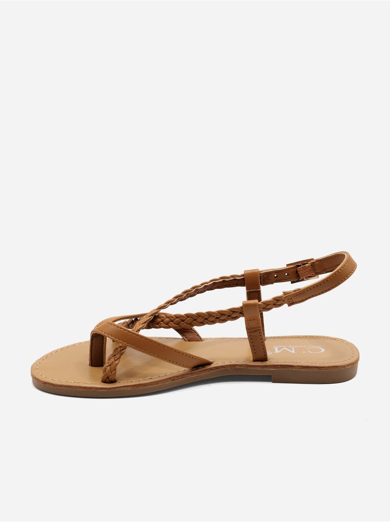Sandalias planas trenzadas Camel - Kiabi