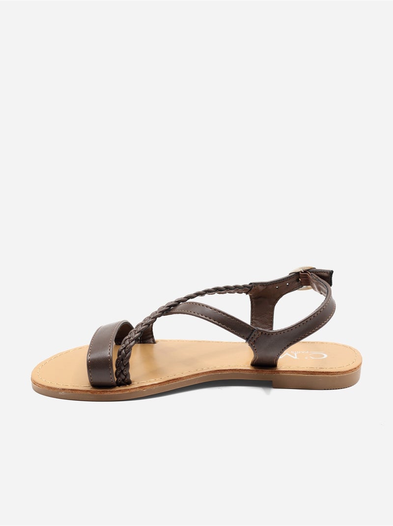 Sandalias planas trenzadas Marrón - Kiabi