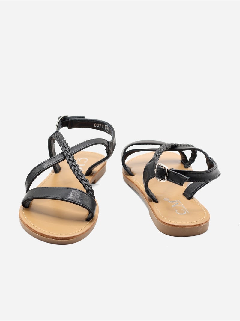 Sandalias planas trenzadas Negro - Kiabi