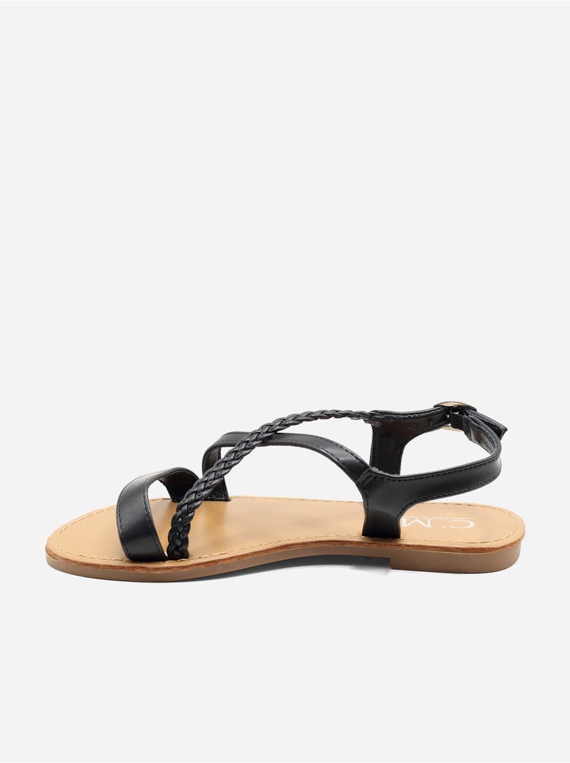 Sandalias planas trenzadas Negro - Kiabi