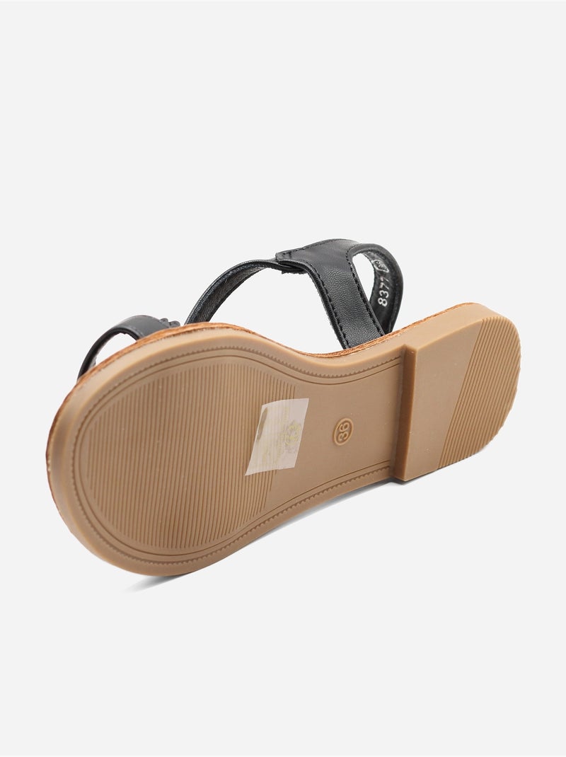 Sandalias planas trenzadas Negro - Kiabi