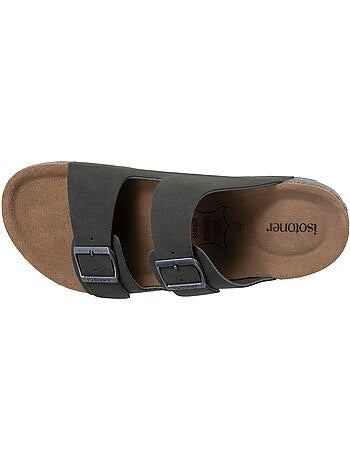 Sandalias plantilla de cuero, confort everywear parche en el talón y soporte para el Isotoner