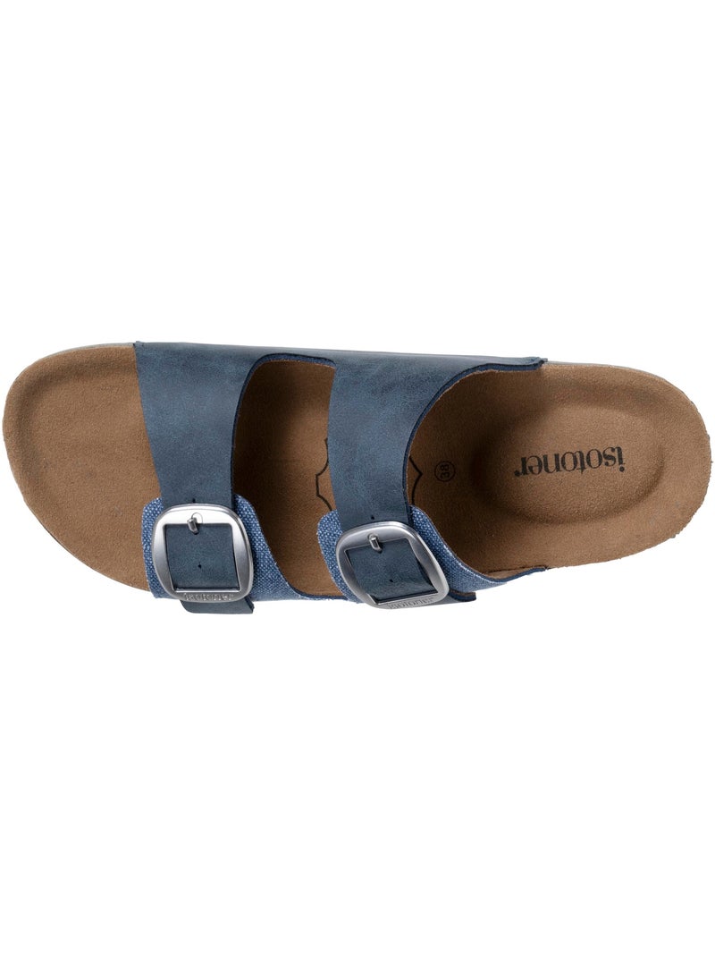 Sandalias plantilla de cuero parche confort everywear tacón  Isotoner Azul vaquero - Kiabi