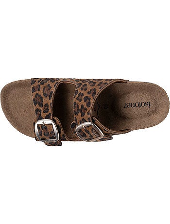 Sandalias plantilla de cuero parche confort everywear tacón Isotoner