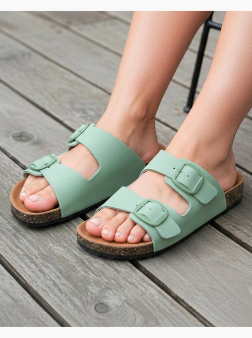 Sandalias plantilla de cuero parche confort everywear tacón Isotoner - Kiabi Sandalias plantilla de cuero parche confort everywear tacón Isotoner - Kiabi