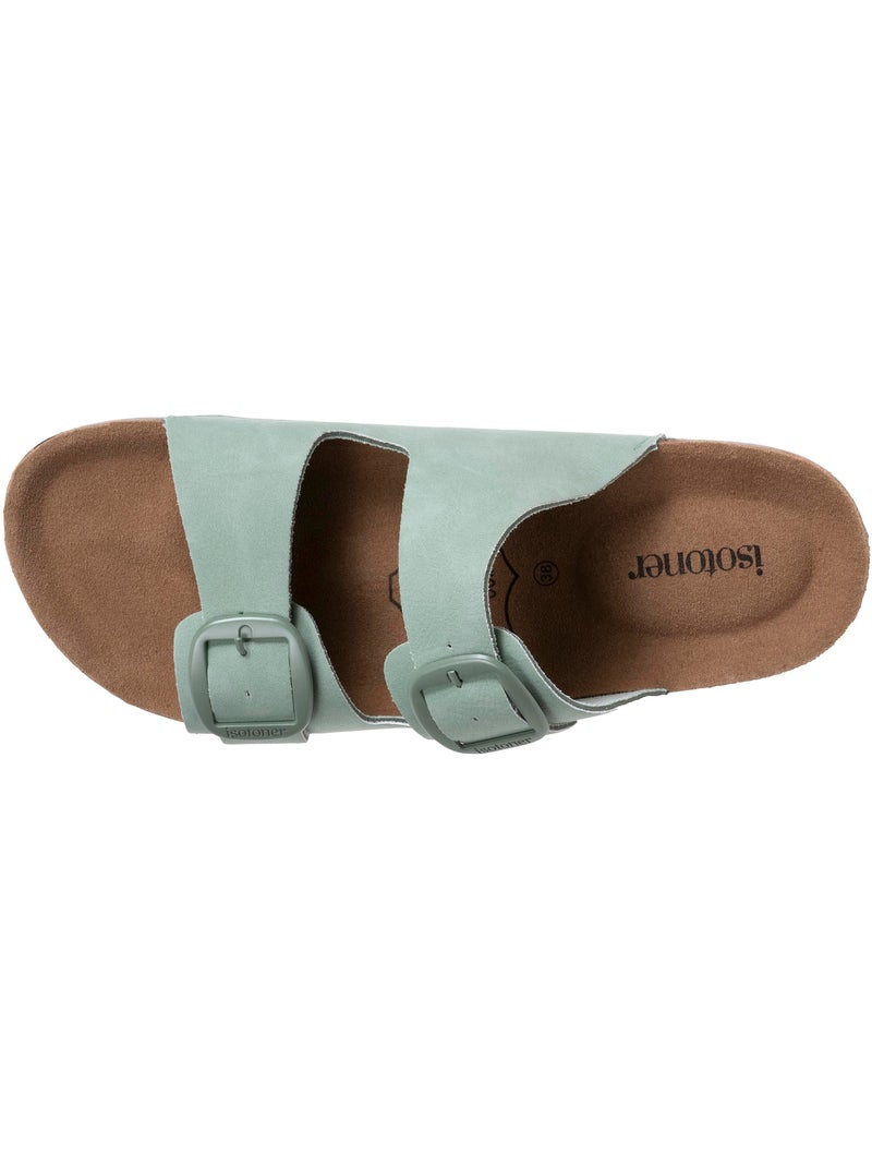 Sandalias plantilla de cuero parche confort everywear tacón  Isotoner Verde claro - Kiabi
