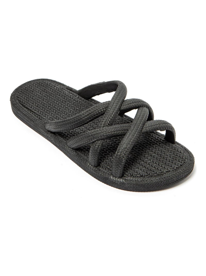 Sandalias playa mujer Brasileras suela goma Negro - Kiabi