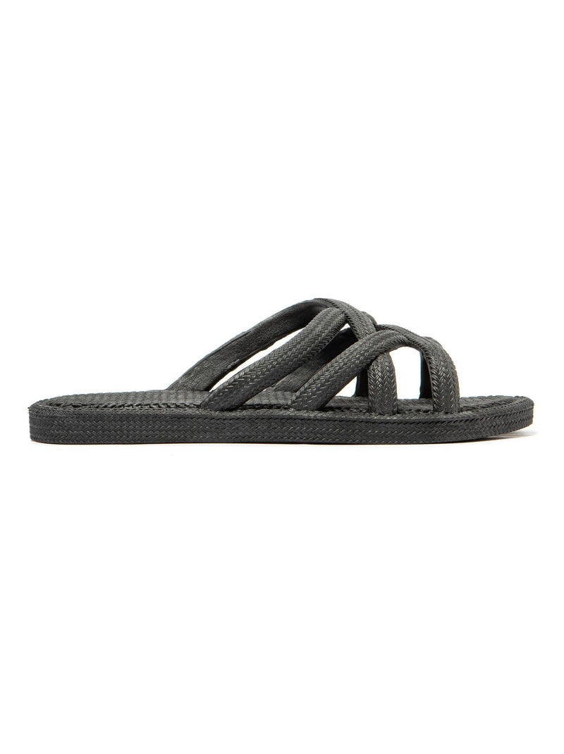 Sandalias playa mujer Brasileras suela goma Negro - Kiabi