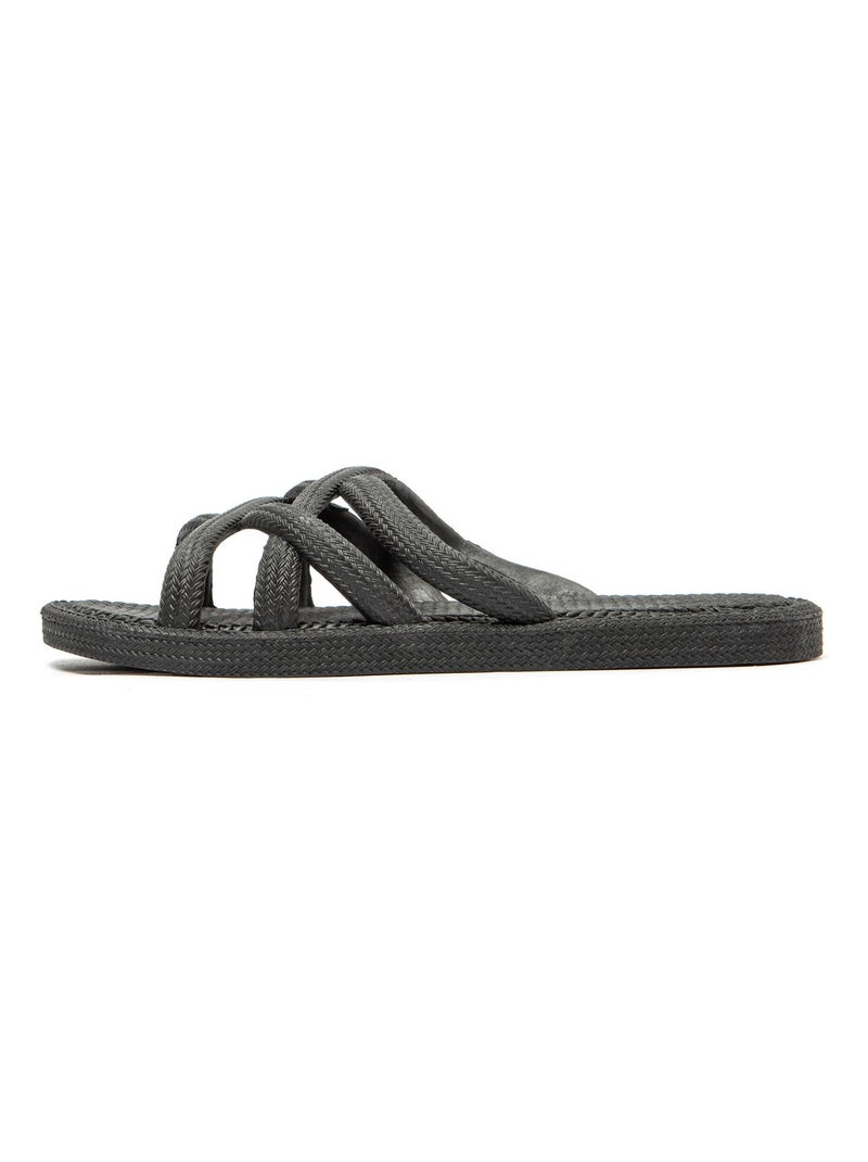Sandalias playa mujer Brasileras suela goma Negro - Kiabi