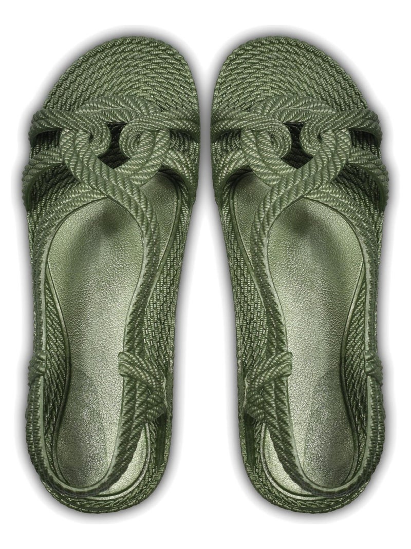 Sandalias playa mujer Brasileras suela goma Verde oscuro - Kiabi