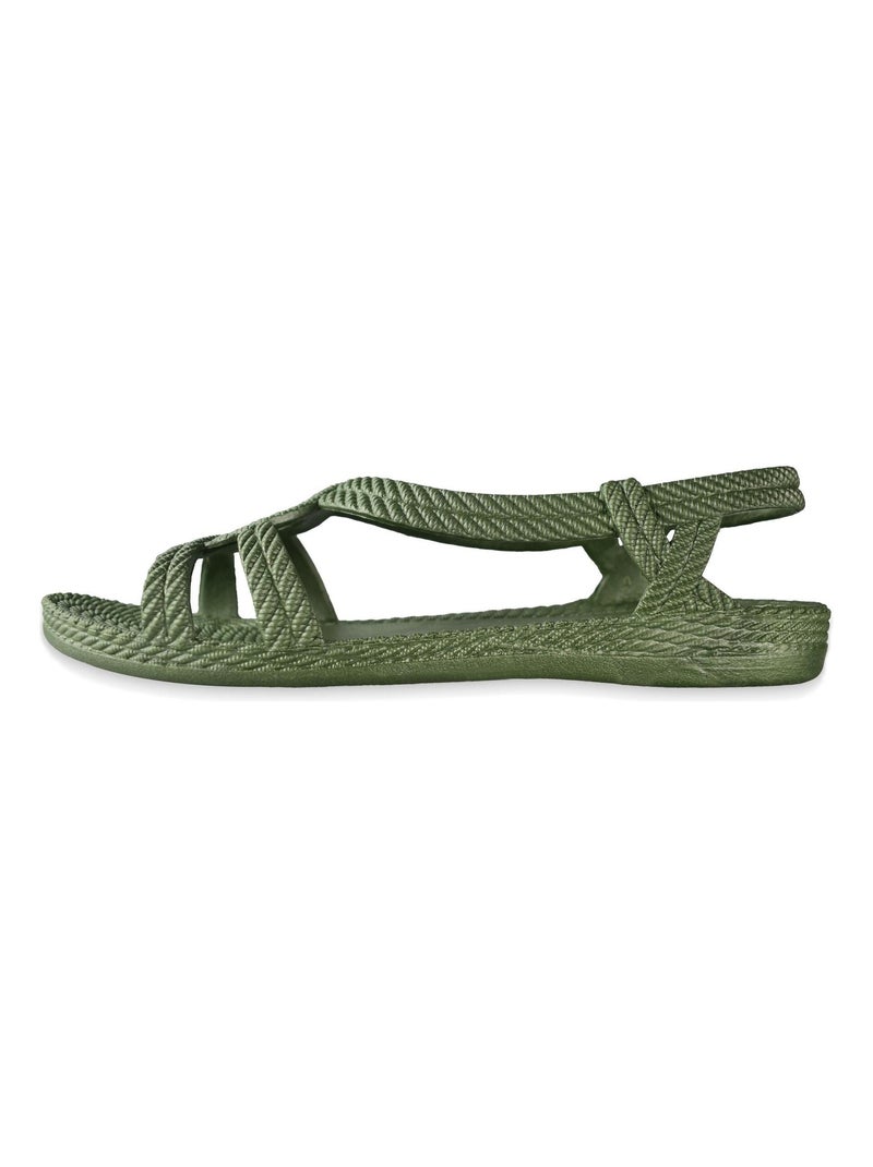 Sandalias playa mujer Brasileras suela goma Verde oscuro - Kiabi