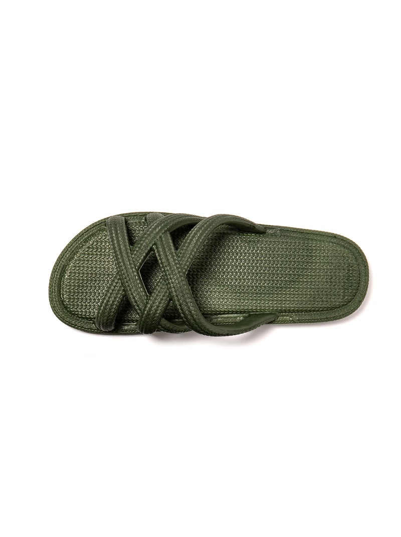 Sandalias playa mujer Brasileras suela goma Verde oscuro - Kiabi
